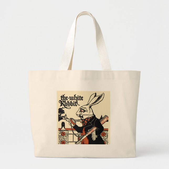 Alice White Rabbit Classic Wonderland  Large Tote Bag (Front)