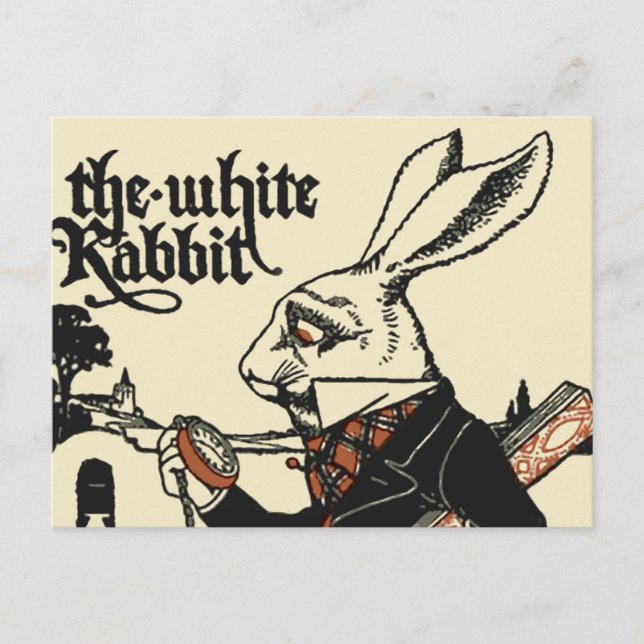 Alice White Rabbit Classic Wonderland  Postcard (Front)