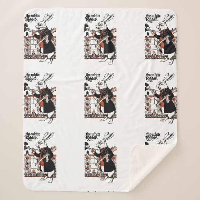 Alice White Rabbit Classic Wonderland  Sherpa Blanket (Front)
