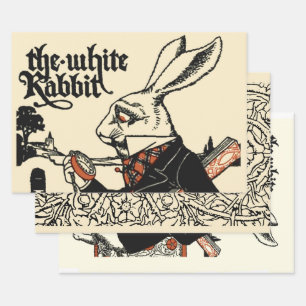 Alice White Rabbit Classic Wonderland  Wrapping Paper Sheet