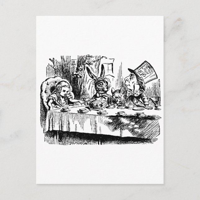 Alice, White Rabbit, Tea Party Postcard (Front)