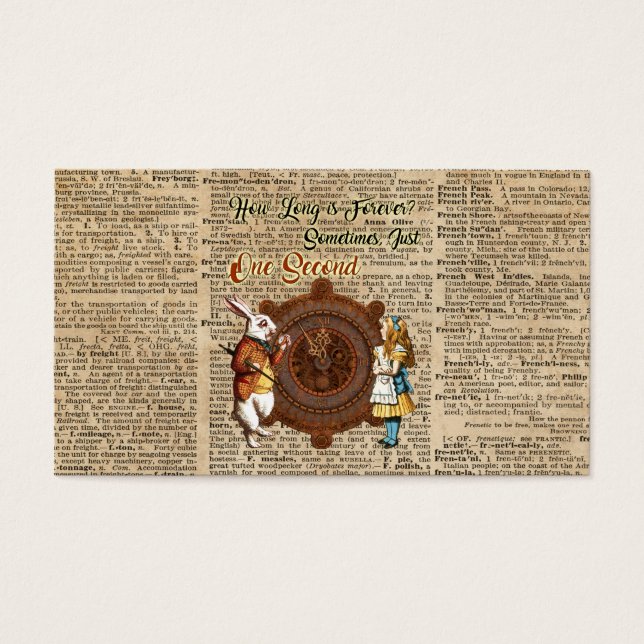 Alice & White Rabbit Vintage Dictionary Art Quote (Front)