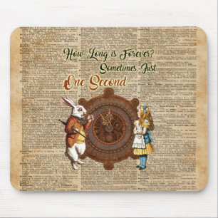 Alice & White Rabbit Vintage Dictionary Art Quote Mouse Pad
