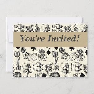 Alice White Rabbit Wonderland Cheshire Cat Invitation