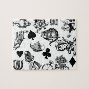 Alice White Rabbit Wonderland Cheshire Cat Jigsaw Puzzle