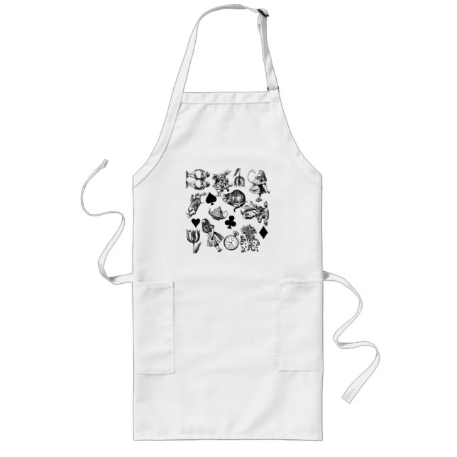 Alice White Rabbit Wonderland Cheshire Cat Long Apron (Front)