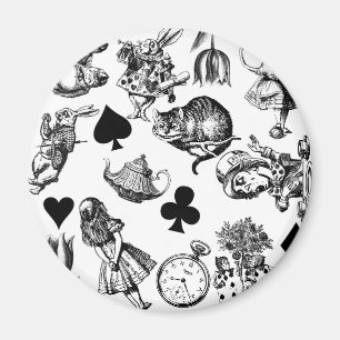 Alice White Rabbit Wonderland Cheshire Cat Magnet