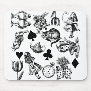 Alice White Rabbit Wonderland Cheshire Cat Mouse Pad