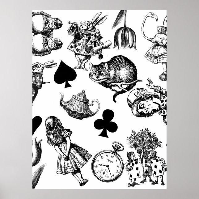 Alice White Rabbit Wonderland Cheshire Cat Poster (Front)