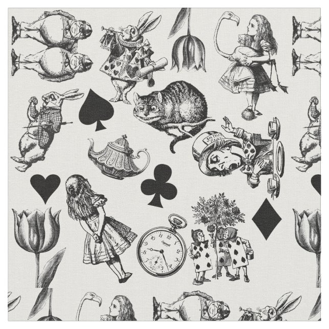 Alice White Rabbit Wonderland Classic Fabric (Close Up)