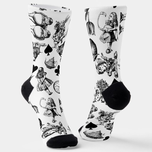 Alice White Rabbit Wonderland Classic Socks (Angled)