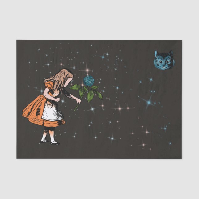 Alice with Clover, Twinkling Stars, Cheshire Cat Tissue Paper (Front)