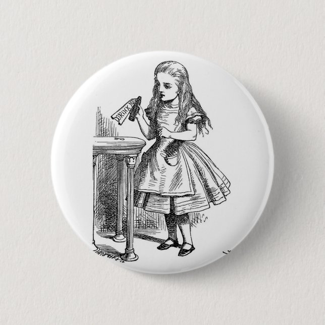 Alice with "Drink Me" Bottle 6 Cm Round Badge (Front)