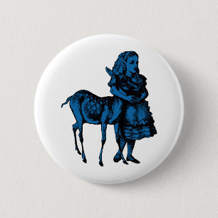 Alice with Fawn Inked Blue Fill 6 Cm Round Badge