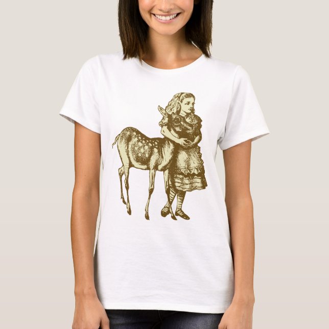 Alice with Fawn Inked Sepia T-Shirt (Front)