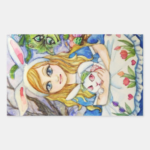 Alice with the Bunny Rectangular Sticker