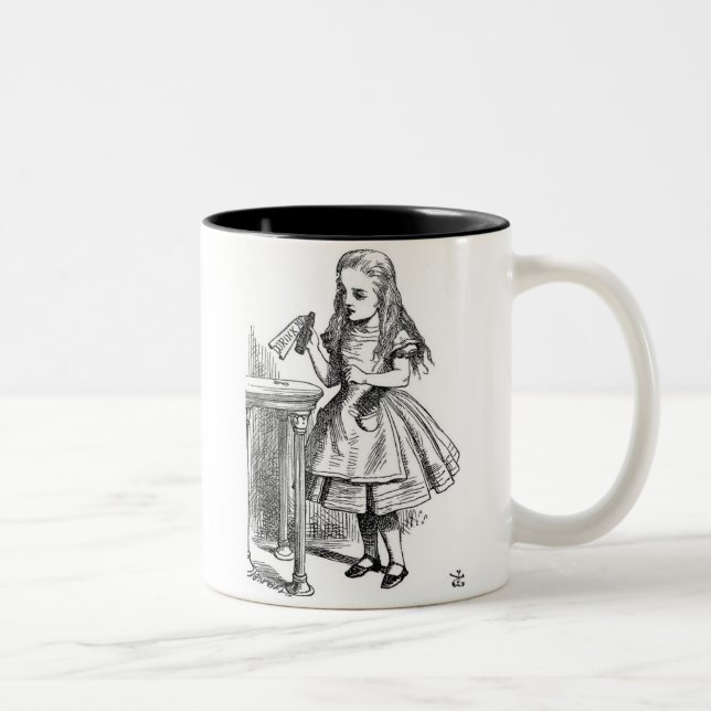 Alice with the "Drink Me" Bottle Two-Tone Coffee Mug (Right)