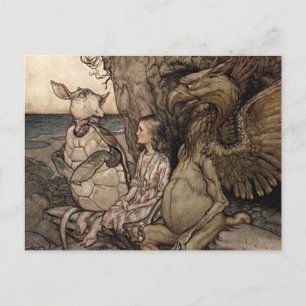Alice with the Gryphon and the Mock Turtle Postcard