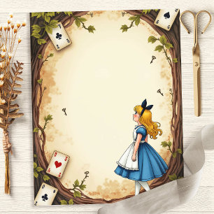 Alice Wonderland Keys and Cards Scrapbook Paper