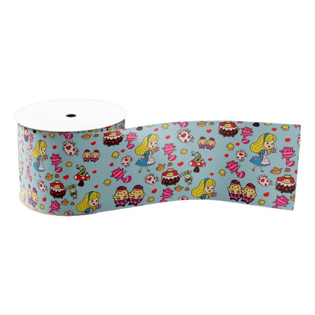 Alice Wonderland Mad Hatter Cat Doodle Art by Leah Grosgrain Ribbon (Spool)