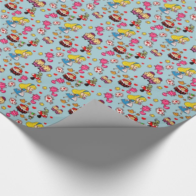 Alice Wonderland Mad Hatter Cat Doodle Art by Leah Wrapping Paper (Corner)