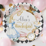 Alice Wonderland mad hatter tea party birthday Pap Paper Plate<br><div class="desc">Alice in Wonderland mad hater tea party birthday</div>