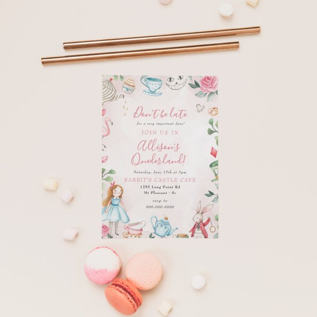 Alice Wonderland Par-Tea Girl First Birthday Party Invitation (Creator Uploaded)