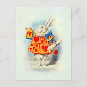 Alice Wonderland ~ Postcard Rabbit Red Hearts