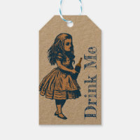Alice Wonderland Silhouette Drink Me Navy Gift Tag
