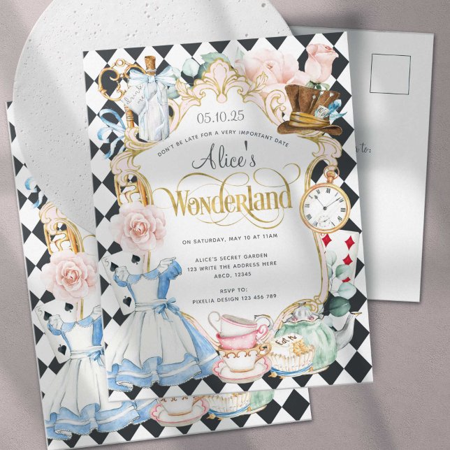 Alice wonderland tea party girl birthday invite (Creator Uploaded)