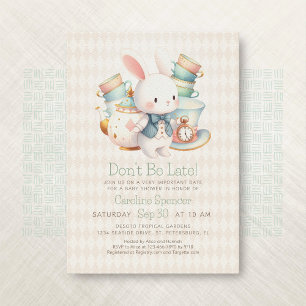 Alice Wonderland White Rabbit Baby Shower Invitation