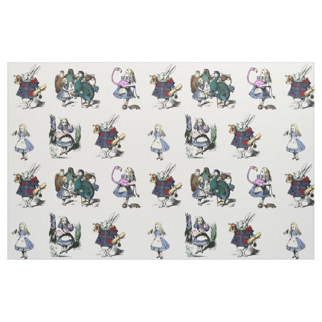 Alice Wonderland White Rabbit fairytale MEDIUM Fabric (Fat Quarter)