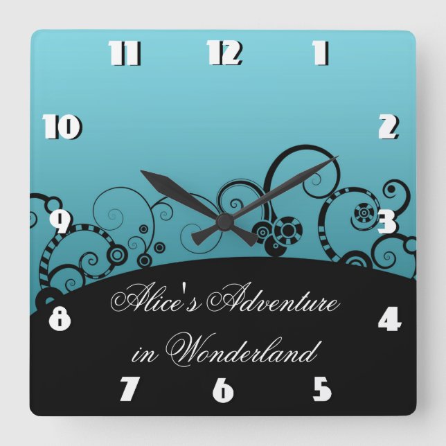 Alice's Adventure in Wonderland Square Wall Clock (Front)