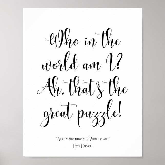 Alice's adventures in Wonderland quote Poster (Front)
