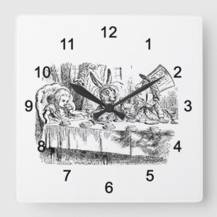 Alice's Adventures in Wonderland Square Wall Clock