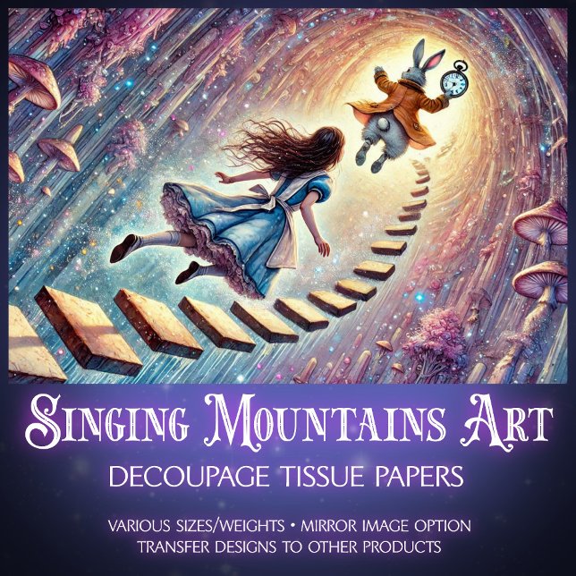 Alice's Enchanted Wonderland Descent  Decoupage Tissue Paper (Creator Uploaded)