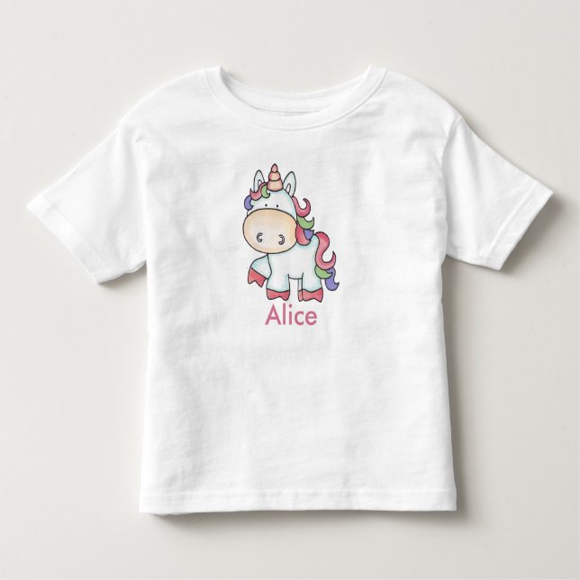 Alice's Personalised Unicorn Gifts Toddler T-Shirt (Front)