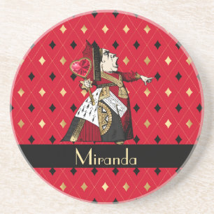 Alice's Queen of Hearts in Red Personalised Coaster