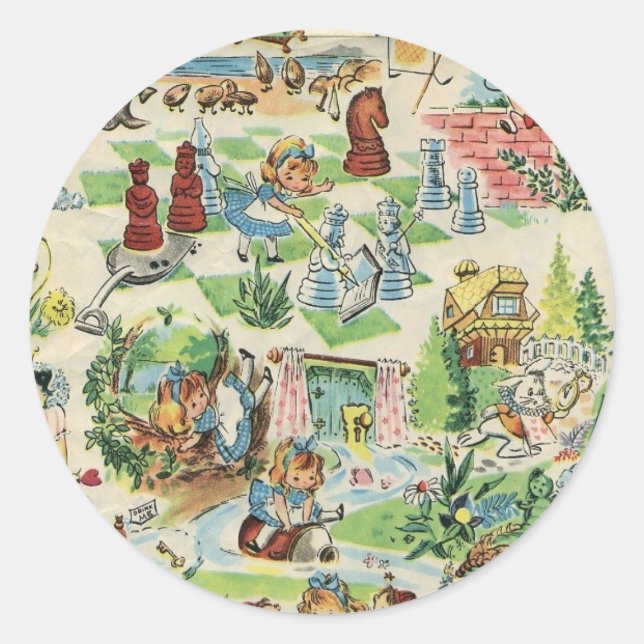 Alice's Vintage Wonderland Classic Round Sticker (Front)