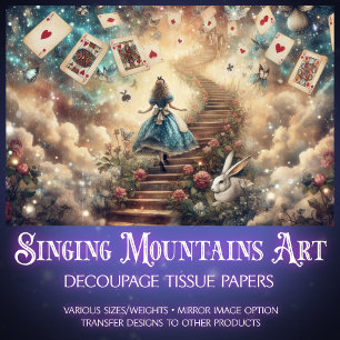 Alice's Whimsical Castle In The Clouds Decoupage Tissue Paper