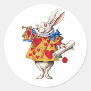 ALICE'S  WHITE RABBIT CLASSIC ROUND STICKER