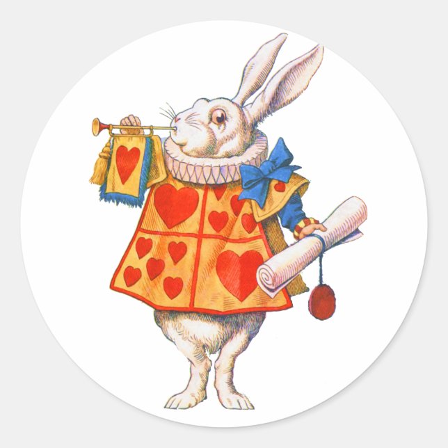 ALICE'S WHITE RABBIT CLASSIC ROUND STICKER (Front)