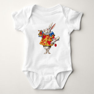 ALICE'S WHITE RABBIT IN WONDERLAND BABY BODYSUIT