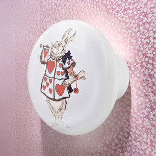 Alice's White Rabbit in Wonderland  Ceramic Knob