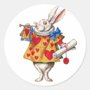 ALICE'S WHITE RABBIT IN WONDERLAND CLASSIC ROUND STICKER