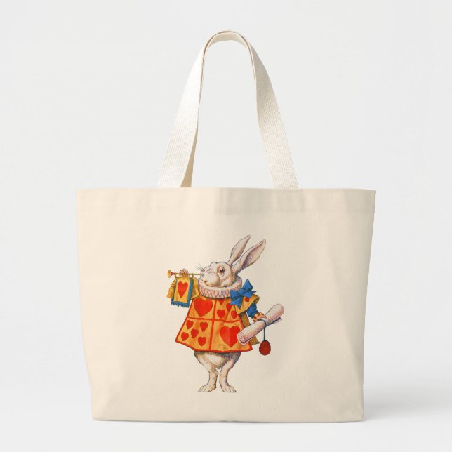 ALICE'S WHITE RABBIT LARGE TOTE BAG (Front)