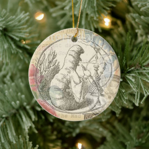 Alice's Wonderland Caterpillar: Original Tenniel  Ceramic Ornament