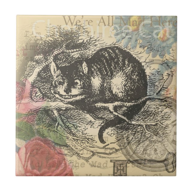 Alice's Wonderland Caterpillar: Original Tenniel  Ceramic Tile (Front)