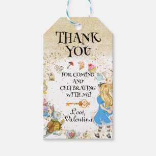 Alice's Wonderland Tea Party Birthday Thank You Gift Tags