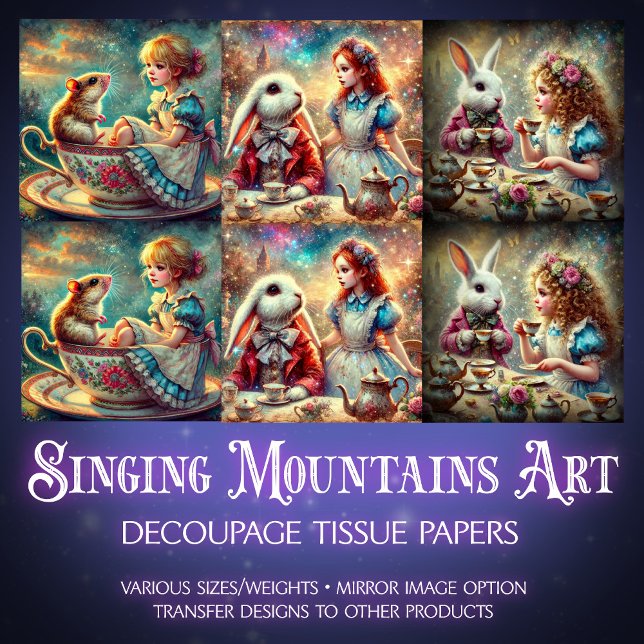 Alice's Wonderland Teatime Adventures Decoupage Tissue Paper (Creator Uploaded)